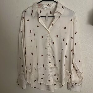 Silky Sprinkle Dot Blouse – Chic Button-Up for Work or Weekend